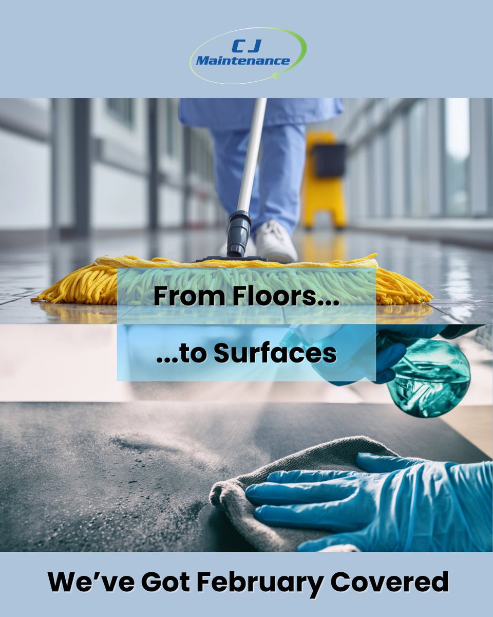 CJMaint's tweet photo. At CJ Maintenance, we’re ready to help your workspace stay spotless, healthy, and welcoming all month long.

From sparkling floors to sanitized surfaces, our professional commercial cleaning services keep your business looking its best.

Contact us today! https://t.co/4EICKT6f1G
