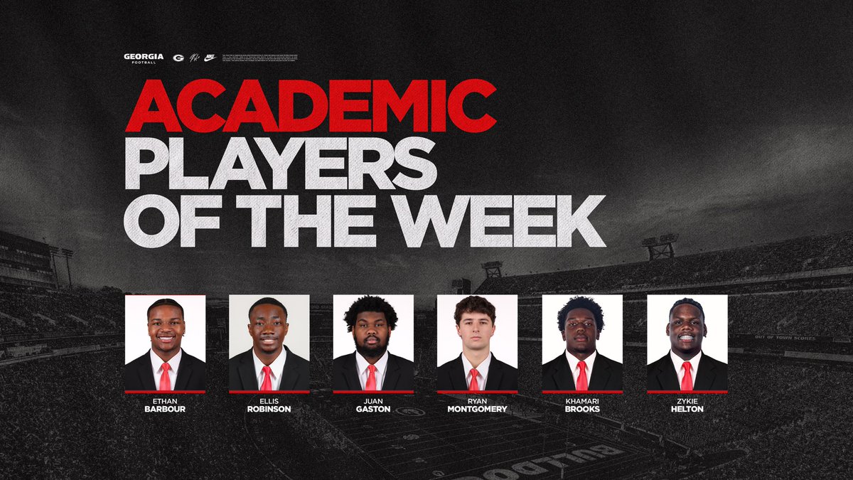 KirbySmartUGA's tweet photo. Congratulations to our Academic Players of the Week !!

#GoDawgs https://t.co/yVlZmCimd6