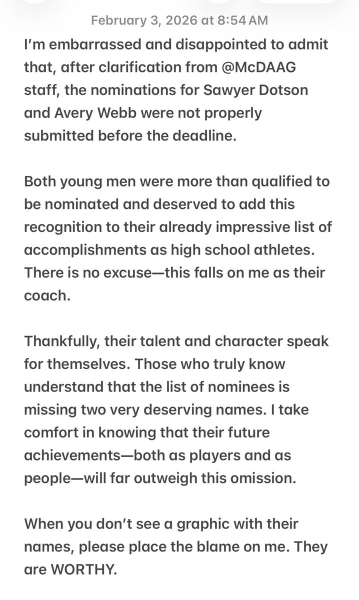 CoachHolman1's tweet photo. No excuses… just an apology https://t.co/oZmye01RWv