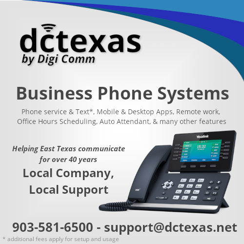 DCTexasInternet's tweet photo. Business Phone  Serving East Texas for over 40 years. Local Company, Local Support  Just give us a call or text 903-581-6500 or email support@dctexas.net https://t.co/ArK2YCRXkE https://t.co/R1Vi3KhBOz