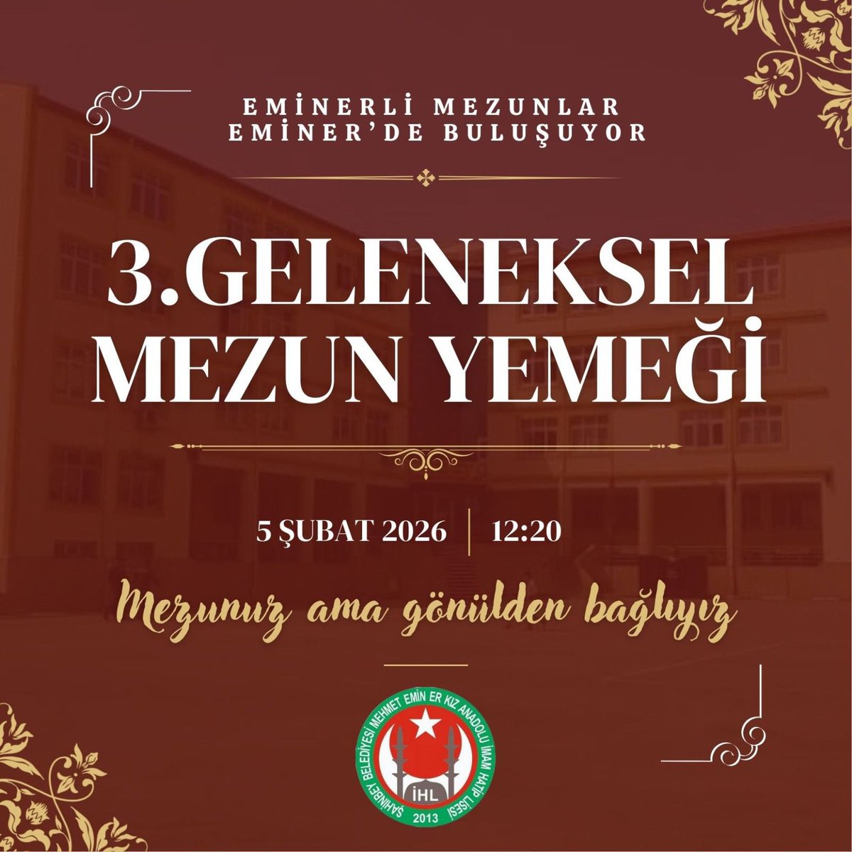 Her yıl olduğu gibi bu yıl da mezunlarımızla bir araya gelmek için geri sayımı başlatıyoruz ✋
#gelenekselmezunyemeğimiz