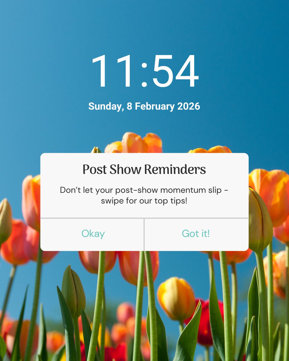ScotTradeFair's tweet photo. The show's over... but the work's not done!

Time to turn all of those handshakes, chats, and new connections into real results.

Swipe 👉 for our post-show tips! https://t.co/Wdux0f8FNZ