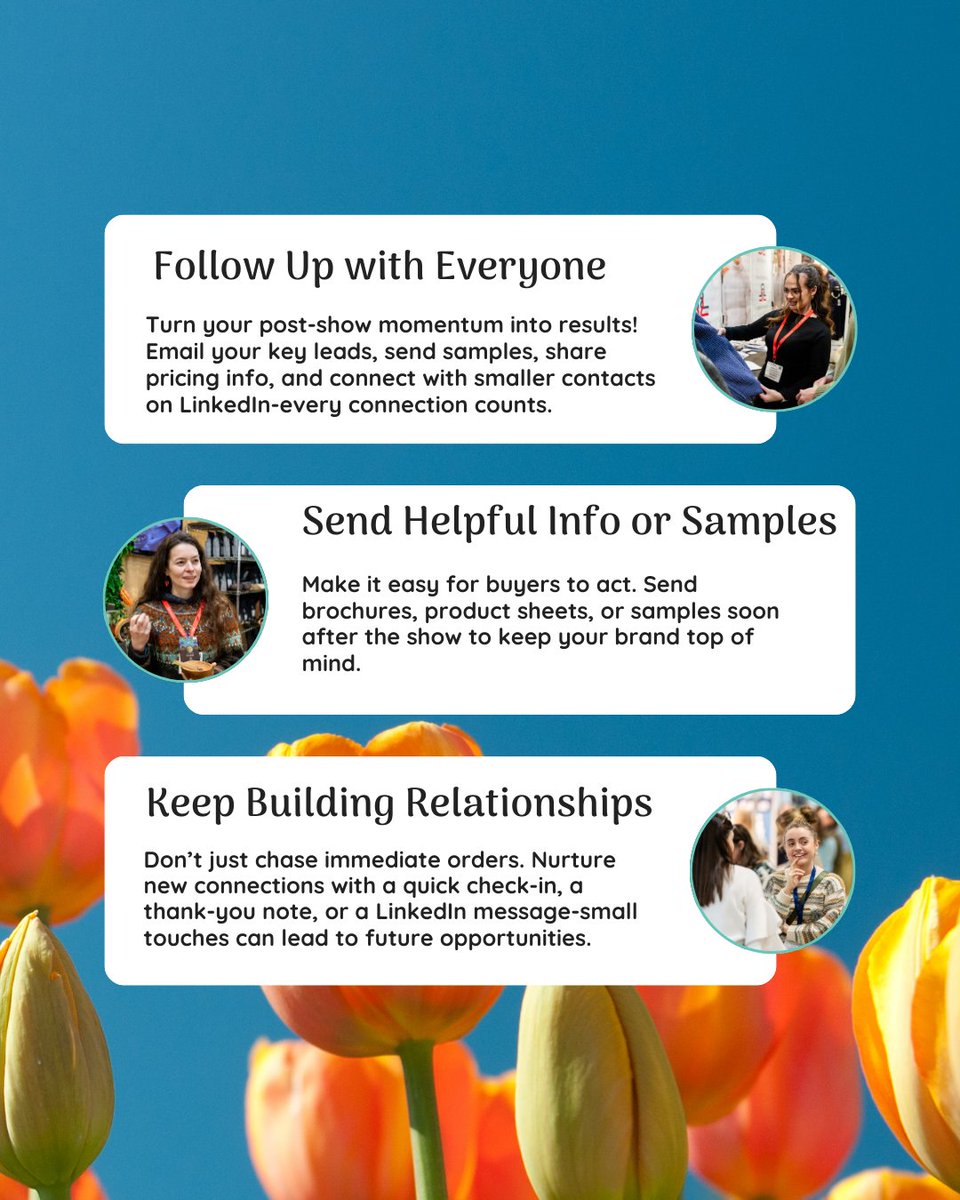 ScotTradeFair's tweet photo. The show's over... but the work's not done!

Time to turn all of those handshakes, chats, and new connections into real results.

Swipe 👉 for our post-show tips! https://t.co/Wdux0f8FNZ
