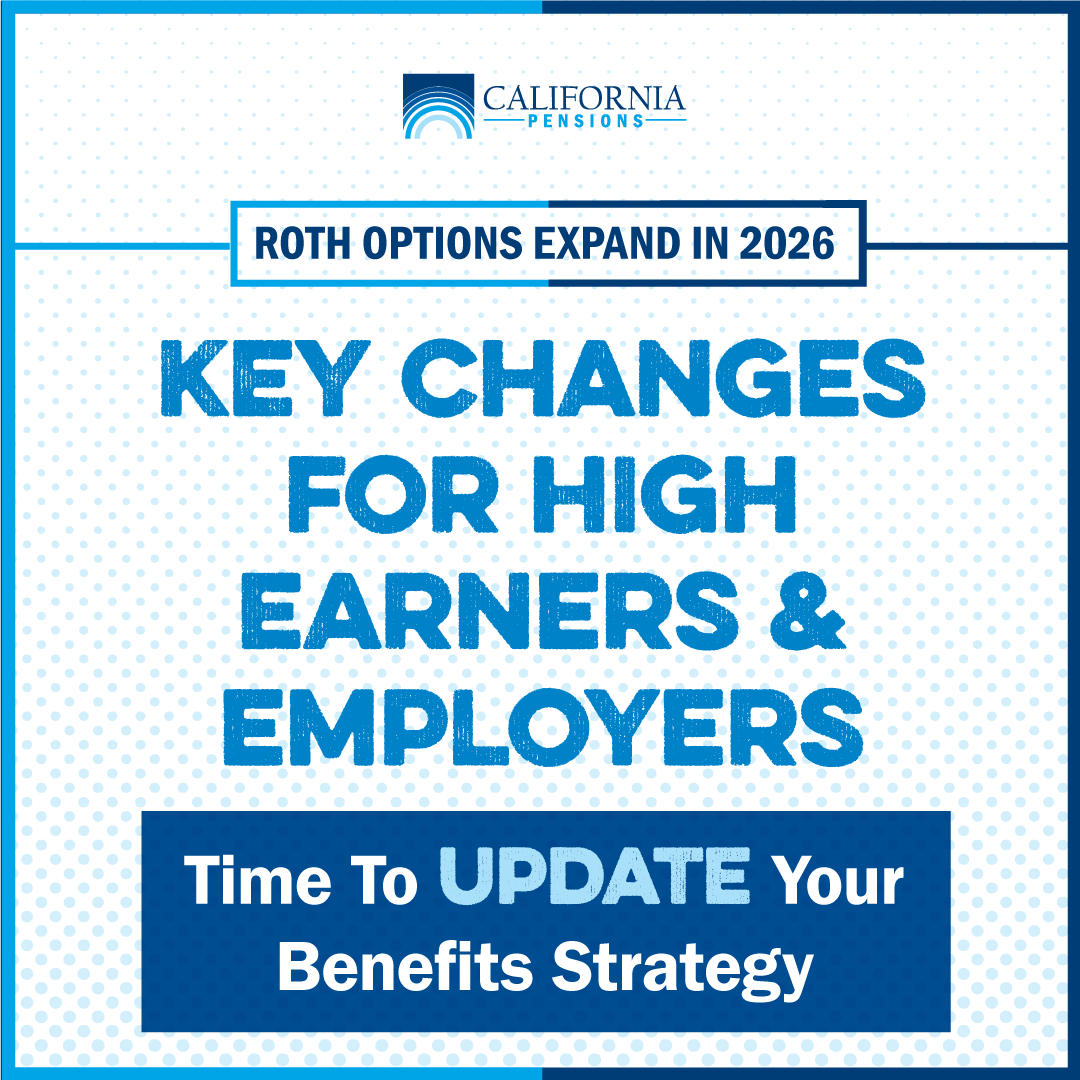 CaliforniaPens1's tweet photo. Starting in 2026, employees earning $150,000+ must make catch-up contributions as Roth (after-tax). Employers can now offer Roth employer contributions, expanding flexibility for your team’s retirement savings strategy.

Schedule a free consultation today! https://t.co/NGQvrkTB0E https://t.co/p0ysOYu08E