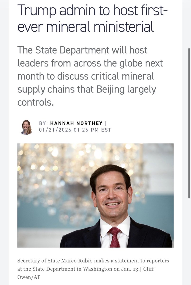 LauraLoomer's tweet photo. This week, @marcorubio and President Trump are holding various minerals summits and have announced “Project Vault”, a national minerals reserve as officials from at least 40 countries head to Washington DC to discuss a minerals market to counter Beijing as China looks to dominate the global supply of rare earth minerals. 

President Trump has launched this $12 billion mineral stockpile to buffer automakers, tech companies and other manufacturers from shortages and shocks as the U.S. reduces its reliance on  China. 

President Trump @POTUS and Secretary of State Marco Rubio are such forward thinking leaders. They are doing a fantastic job. 

True leaders.