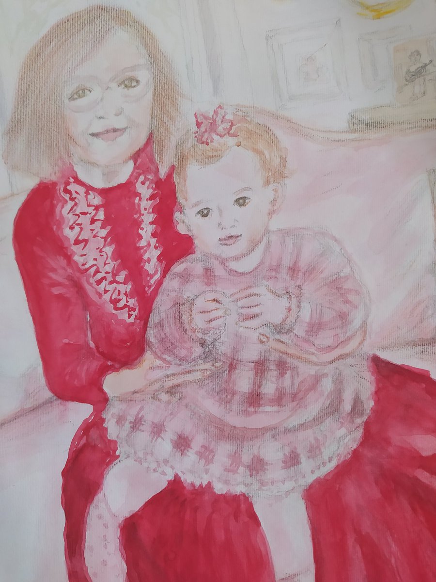 03.02.2026.

author: DinaMarković
picture title: Granddaughter Katarina and grandmother
technique: watercolor