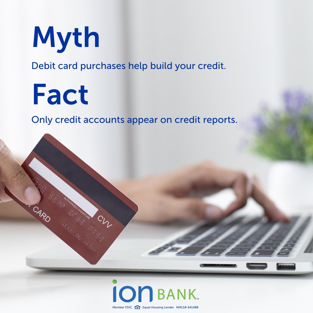✅ Debit spending doesn’t appear on your credit report! If credit building is your goal, Credit Sense reports on-time payments for loans and credit cards. Access in iBanking! bit.ly/ion-credit-sen…

#financialtip #creditscore #IonBank