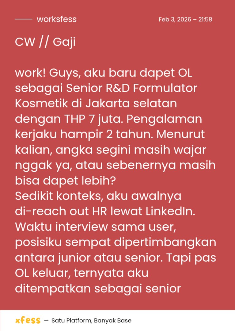 worksfess's tweet photo. CW // Gaji

work! Jadi agak kepikiran, apa sebaiknya coba nego atau engga ya? Minta insightnya dong temen-temen. Terima kasih🥰🙏🏼 https://t.co/AUe4RovYOb