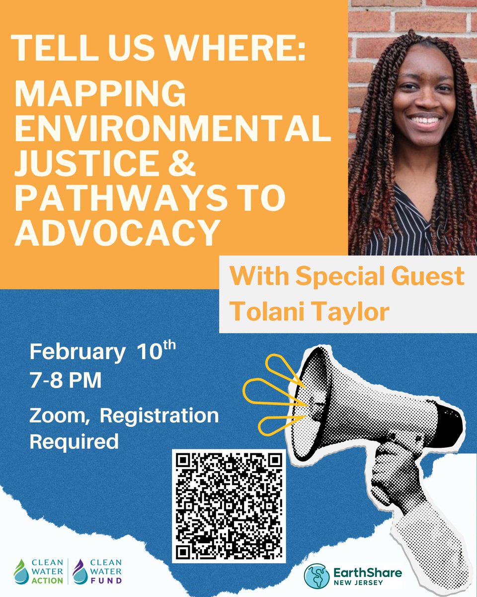 EarthShareNJ's tweet photo. Free Webinar!
 
February 10th 7-8 PM
 
Join EarthShare New Jersey and X Braithwaite from Clean Water Action NJ !
 
Register for free, tickets required! https://t.co/55gkjaKJ1z