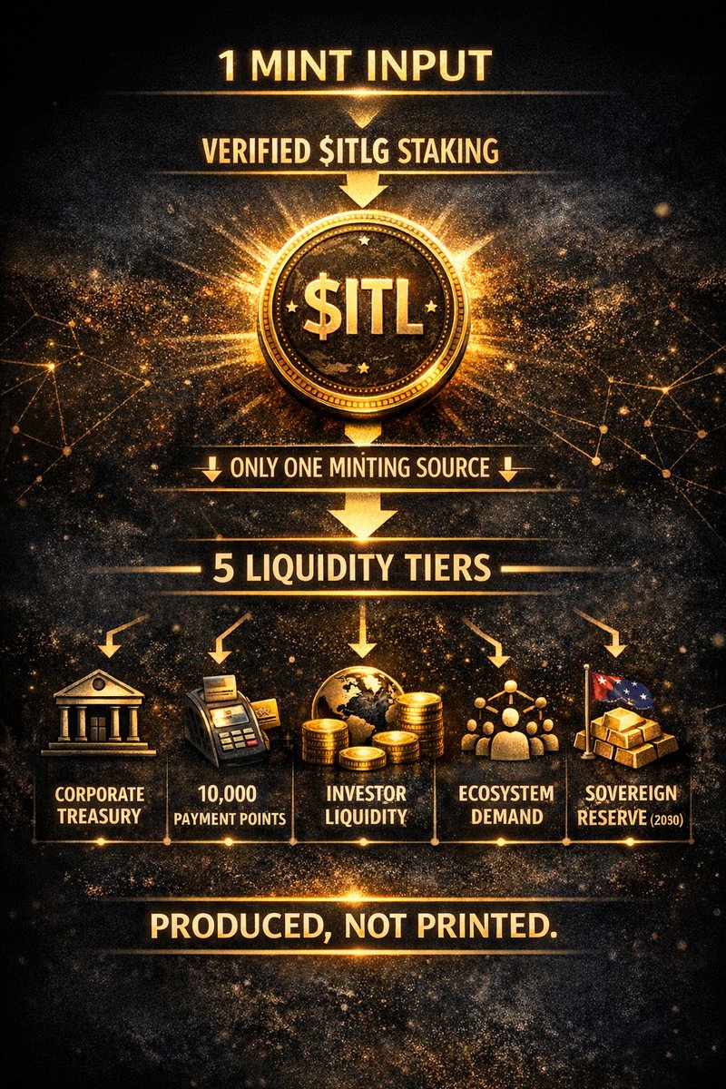 $ITL is not a token you print.
It’s a value you produce.
🔹 $ITL can only be minted by staking Verified $ITLG
🔹 As more people participate, minting becomes harder
🔹 Demand grows, supply tightens naturally
$ITL is designed for real usage:
payments, ecosystem utility, and