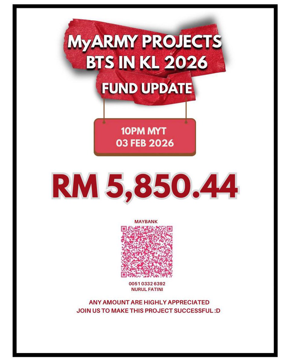 Hello🇲🇾ARMY🙌 

As a Malaysian admin, I’m honoured to be part of  Malaysia Fanbase Billboard Team, your kindness keeps this project moving. Every contribution counts!💜 
Kindly refer to the Part 1 &amp; Part 2 poster for more info &amp; our fund update as for now.
#BTSinKL
#BTS_WORLDTOUR