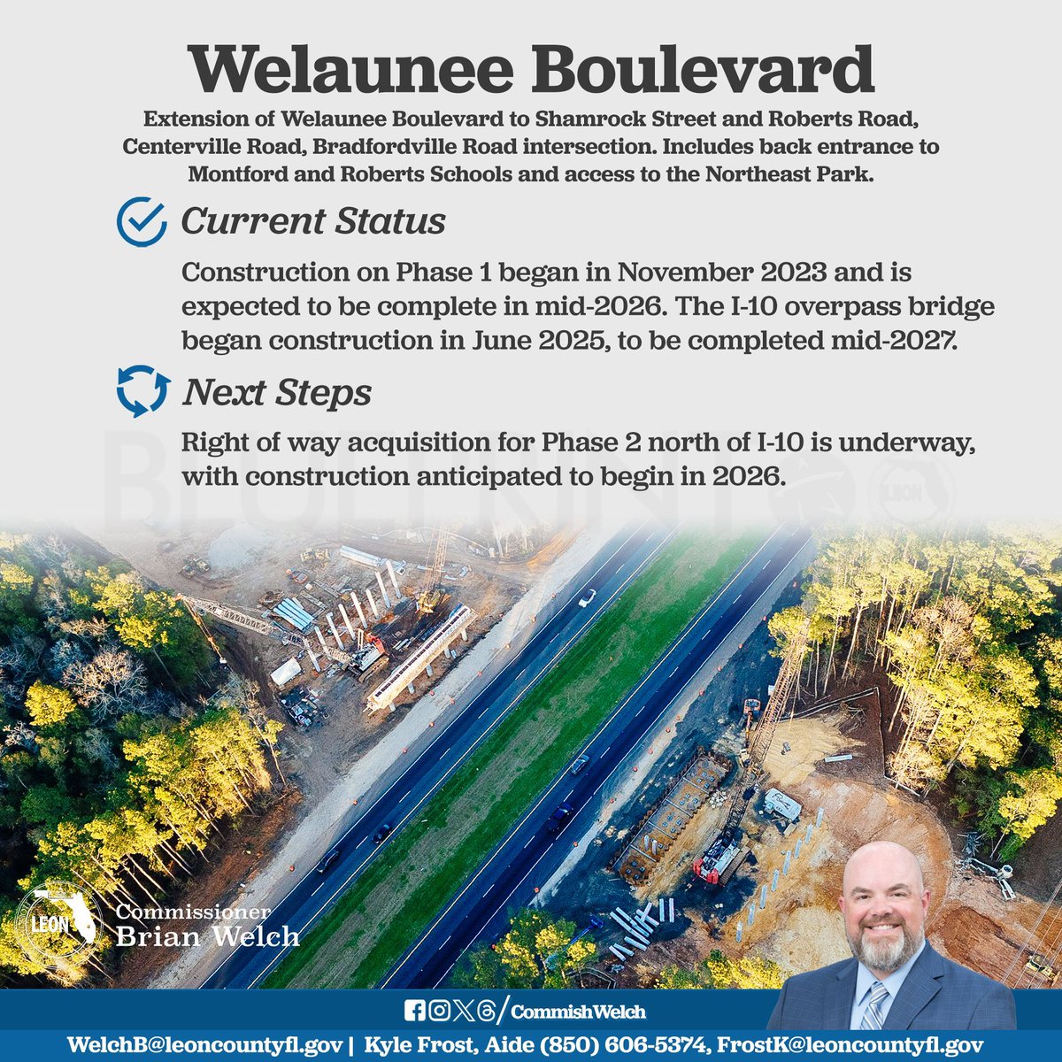 CommishWelch's tweet photo. Hey everyone,

Here is the February update on @Blueprint_IA projects going on in Northeast Leon County.

As always, please don't hesitate to reach out with any comments, questions, or concerns and we will follow up ASAP.

Thank you. https://t.co/rOmGsM92zF