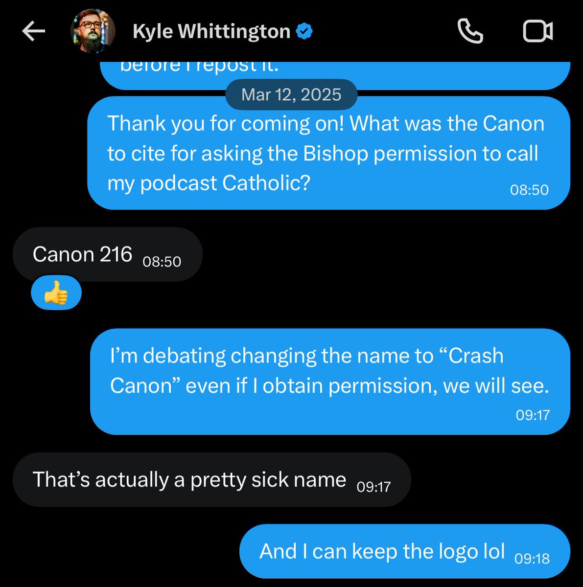 If anyone was curious about the origin of the <a href="/CrashCanon/">Crash Canon</a> podcast name, it was originally going to be  “Crash Catholic” until Kyle informed me of Canon 216 (thank you) and I had to quickly rename it.

Thanks <a href="/CatholicKyle/">Kyle Whittington</a>, I give you credit for the early rebrand for the podcast!