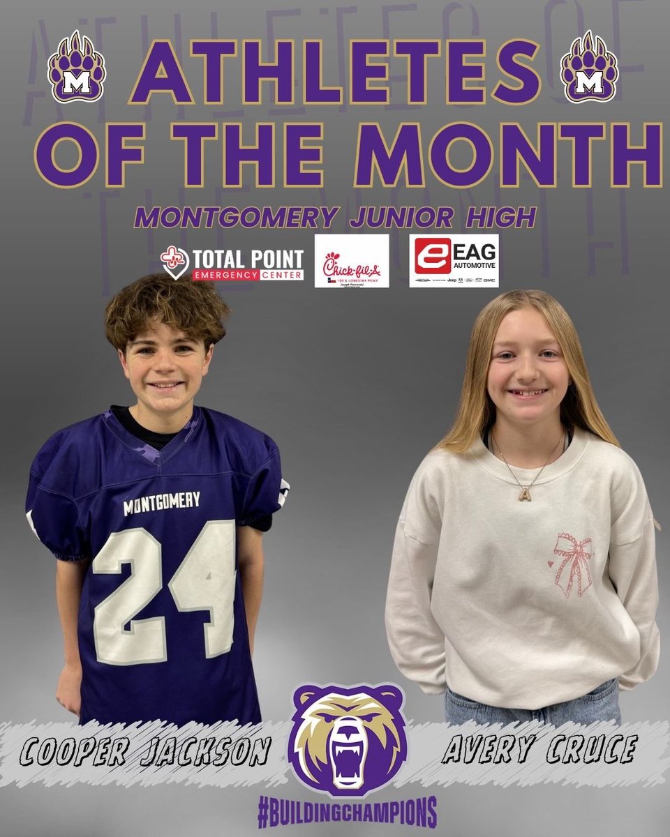 coachlaplante's tweet photo. Pleaee help me celebrate our @MontgomeryISD January Athletes of the Month!!

#buildingchampions

@MJHBears 
@hoops_mhs 
@coachcooper_mhs 
@LakeCreekHoops @CoachBryanHood 
@CoachBWilkinson 
@CoachPatKennedy 
@coachrochinski https://t.co/GwJtWufAMN
