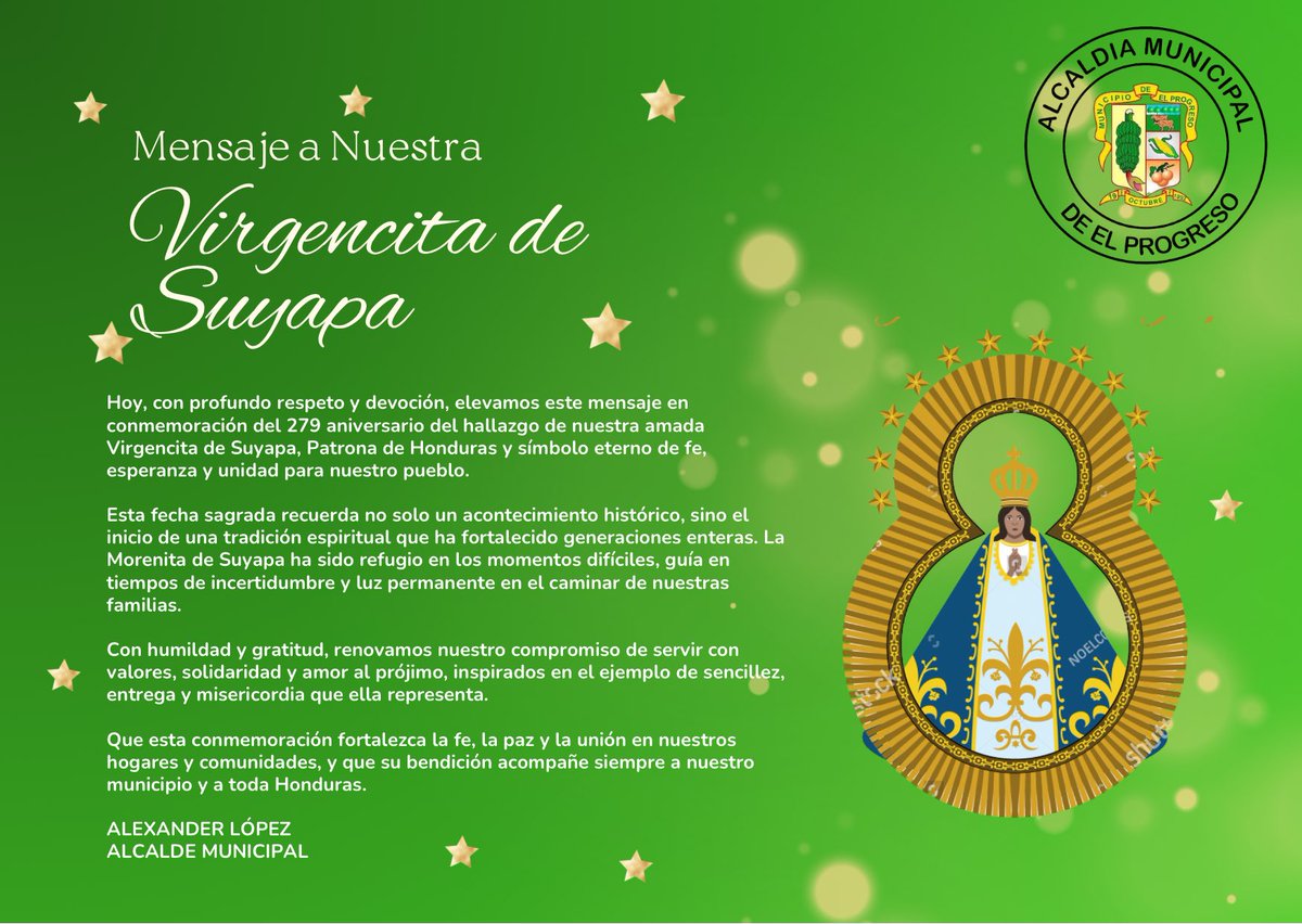 ALopezAlcalde's tweet photo. #ElProgresoYoro #Honduras #VirgenDeSuyapa https://t.co/rEk7GHf5lK