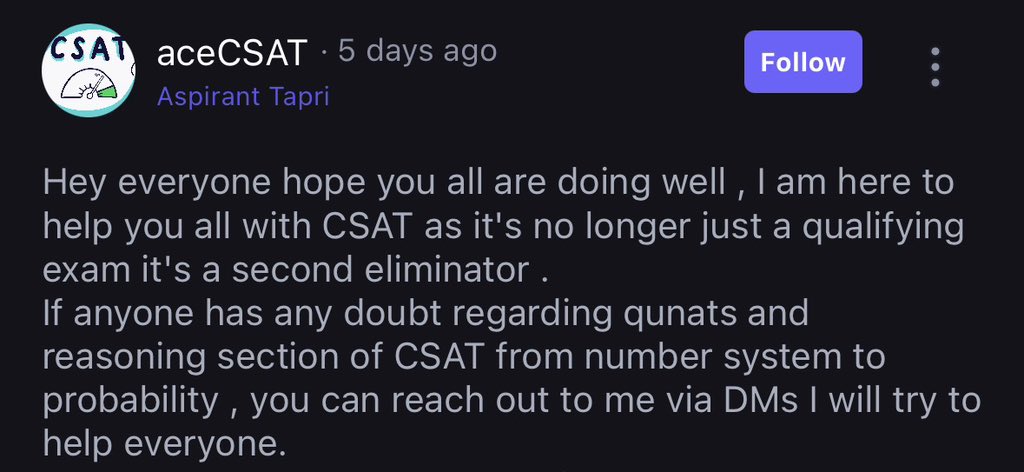 12 educators are now actively engaging to help aspirants on app😅

1000+ aspirants asked 5000+ queries in last 72 hours alone

So good to see our hypothesis and research becoming reality. (2 Educators already monetising via courses)

PS: 23% of all queries were just CSAT😮🤭
