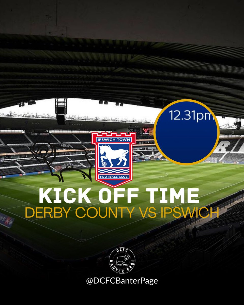 ⏰ A slightly different kick-off this weekend!
Derby County 🐏 vs Ipswich Town kicks off at 12:31 — and it’s for an important reason.

The extra minute supports the Every Minute Matters campaign, raising awareness of cardiac arrest and the lifesaving power of CPR and