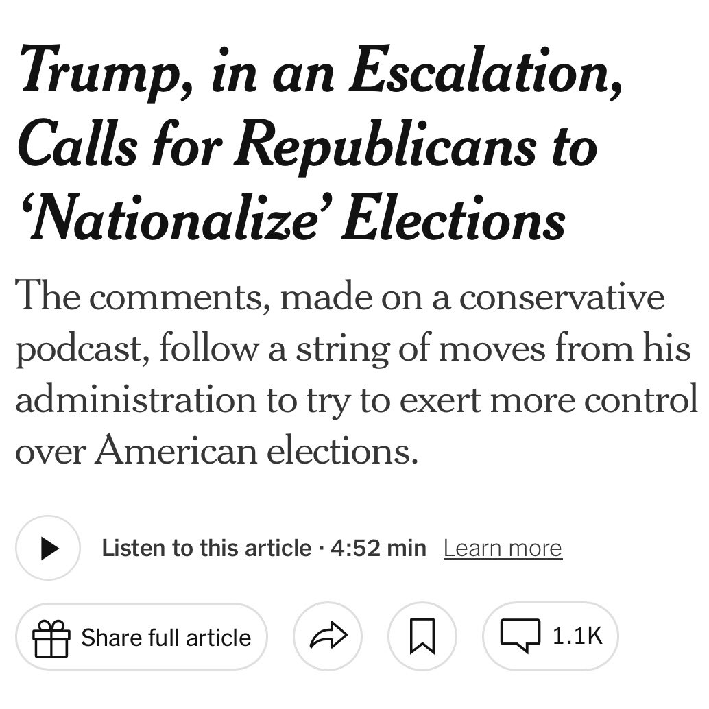 Many said we were exaggerating a year ago when we argued that Trump is a clear and present danger to our democracy. A year later they are eating their words. 

It’s up to every single one of us to save our democracy. 

nytimes.com/2026/02/02/us/…