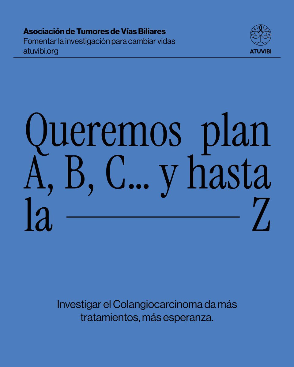 atuvibi's tweet photo. ✨ “¿ColangioQUÉ?”: entenderlo es el primer paso para cambiarlo.✨

📣 Este febrero, coincidiendo con el Mes de Concienciación sobre el Colangiocarcinoma, desde ATUVIBI lanzamos la campaña “¿ColangioQUÉ?” para poner nombre, rostro y contexto a una enfermedad que, a día de hoy, sigue siendo desconocida para gran parte de la población.

📌 Porque cuando una enfermedad es poco frecuente, el desconocimiento se convierte en una barrera más.

💬 “¿Colangio… qué?” es uno de los primeros pensamientos al recibir un diagnóstico de una enfermedad desconocida (y que es incluso difícil de pronunciar). Y justamente ahí está la clave: convertir esa reacción en una oportunidad para:

👉 Informar.
👉 Generar conciencia.
👉 Abrir conversación.

A través de gráficas claras, mensajes cercanos y un tono humano con un sutil toque de humor, “¿ColangioQUÉ?” presenta el colangiocarcinoma desde lo esencial:

🔎 Síntomas.
⏳ Importancia de reconocerlo a tiempo.
💥 Impacto en la vida de las personas afectadas.
🔬 El papel clave de la investigación.

Porque la información no solo explica: también acompaña, empodera y activa el compromiso con la investigación y el apoyo a quienes conviven con esta enfermedad.

📥 Desde nuestra página web puedes descargarte todas las creatividades de “¿ColangioQUÉ?” y sumarte a su difusión durante todo el mes de febrero. Importante siempre con el crédito: Campaña creada por Lidia Huerta y diseñada por Pilar Cuadrat.

🔗 https://t.co/fhhjeb0nV9

Compartir información y conocimiento es la mejor forma de prevenir y concienciar. 💪💚

#ColangioQUÉ #Colangiocarcinoma #TumoresDeVíasBiliares #MesdeConcienciación #ATUVIBI #Confía