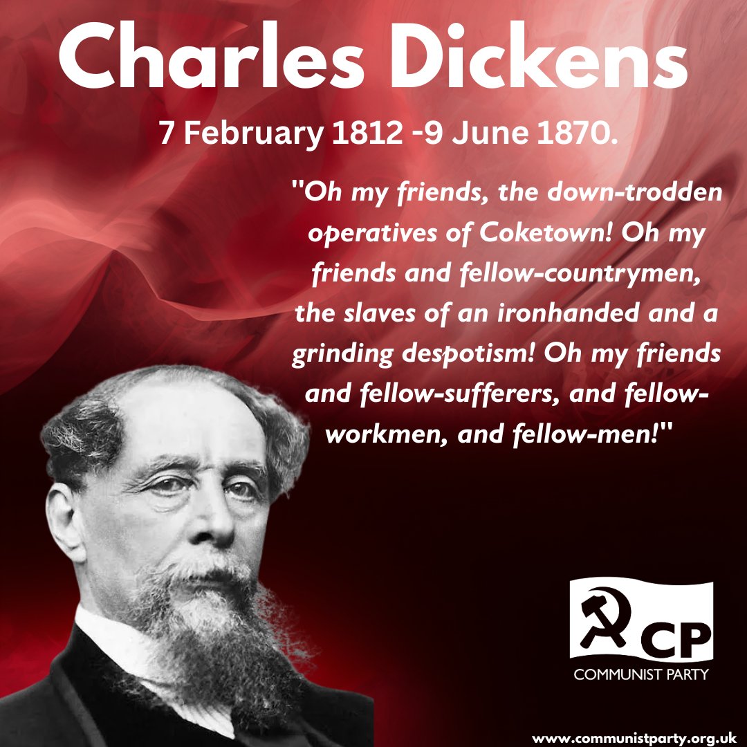 CPBritain's tweet photo. The biography of Charles Dickens is often sanitised into a rags to riches fable for the middle class, but for the socialist reader, it is a clinical record of state terror. At twelve years old, Dickens was not a student of literature but a prisoner of the industrial machine. While his father sat in the Marshalsea Debtors' Prison, a spatial cage where the poor were warehoused for the crime of insolvency, Dickens was forced into Warren’s Blacking Factory. This was the physical erasure of a childhood. He spent his days in a rotting, rat infested warehouse by the Thames, pasting labels onto jars of boot blacking. This trauma is the marrow of his socialism. It gave him a visceral, bone deep understanding that under capitalism, the body is either a commodity or a nuisance.

Dickens produced a cartography of the vagrant. He lived through the New Poor Law of 1834, the ultimate spatial enclosure of the working class. The workhouse was a deterrent, a place where death was often preferred to the state’s calculated misery. It was the state’s way of saying that without a fixed place in the landlord’s ledger, you are stripped of dignity. Dickens saw London as a series of traps. From the filth of Jacob’s Island to the bureaucratic violence of the Chancery Court, he mapped how the law fogs the reality of theft.

Dickens understood that the state’s obsession with vagrancy was an obsession with control. A person who moves cannot be easily exploited in a fixed factory. By criminalising movement, the ruling class ensured a static, desperate labour pool. The street was a guarded corridor where the poor were permitted only to pass through on their way to serve capital. To read Dickens as a socialist is to recognise that the struggle for the right to exist in space is the primary front of class war. The blacking factory never truly closed: it just expanded to fill the borders of the state.

#Dickens214 #SocialistHistory #ClassPolitics #SpatialPolitics #VagrancyActs #Marshalsea #WorkingClassLiterature #RedFebruary #TheCommons #NationaliseTheLand #LabourHistory #DebtPrison #NewPoorLaw