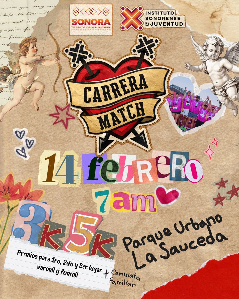 ISJuventud's tweet photo. Celebra el amor en movimiento este 14 de febrero a las 7 de la mañana en La Sauceda💘

Inscríbete a la Carrera Match del ISJ
💗 3K
💗 5K
💗 Caminata familiar 

Para participar solo necesitas 2 kg de alimentos no perecederos
📲 Registro en https://t.co/CWrmsgn0WU https://t.co/kzZabo7VZ9