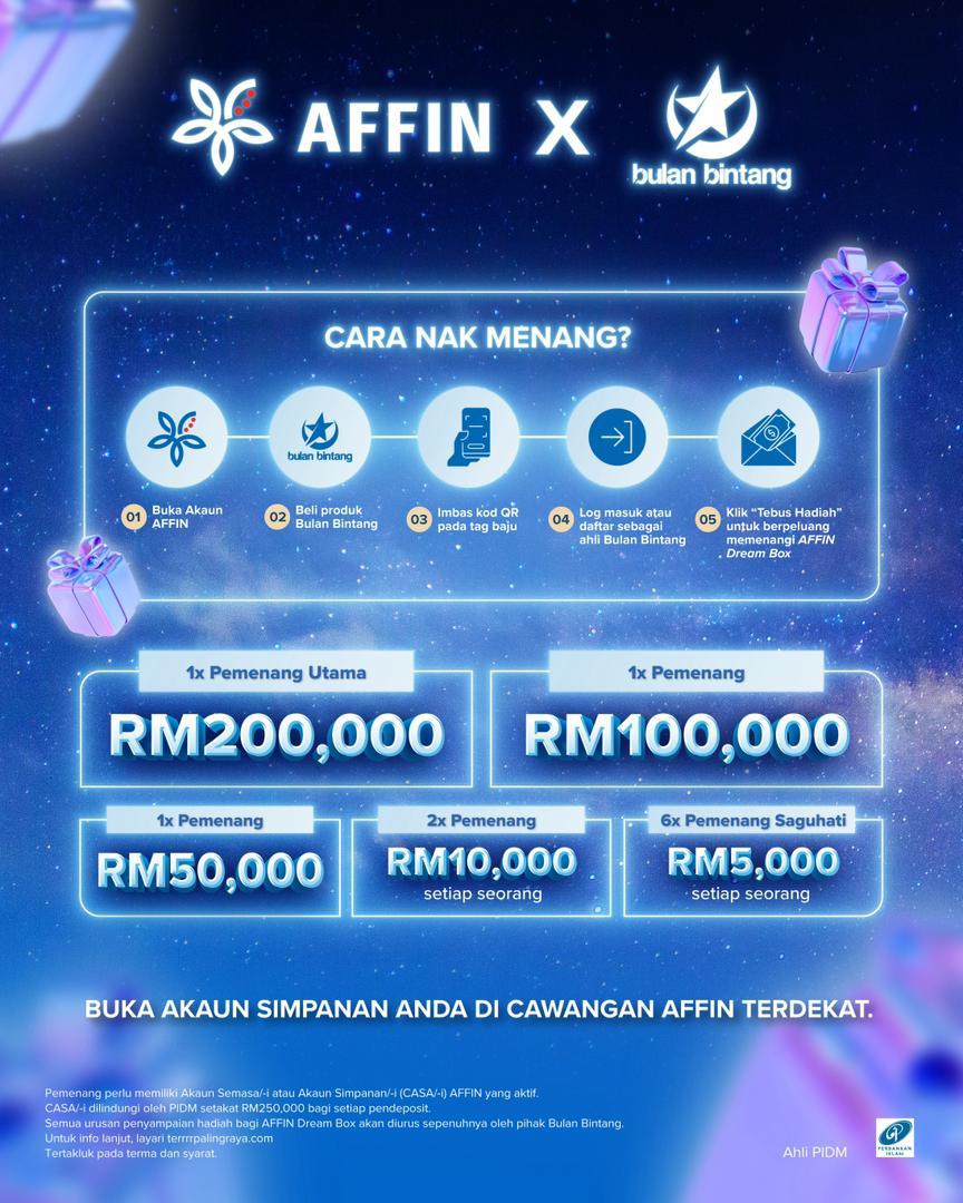 Tahukah anda, #AFFIN &amp; Bulan Bintang nak bagi duit raya sampai RM 250K. Ada jugak AFFIN Dream Box bernilai RM400k. Tak sabar nak pergi event #AFFINUNIVERSE 50th Anniversary Showcase dekat #MITECKL hujung minggu ni. #KLEvents