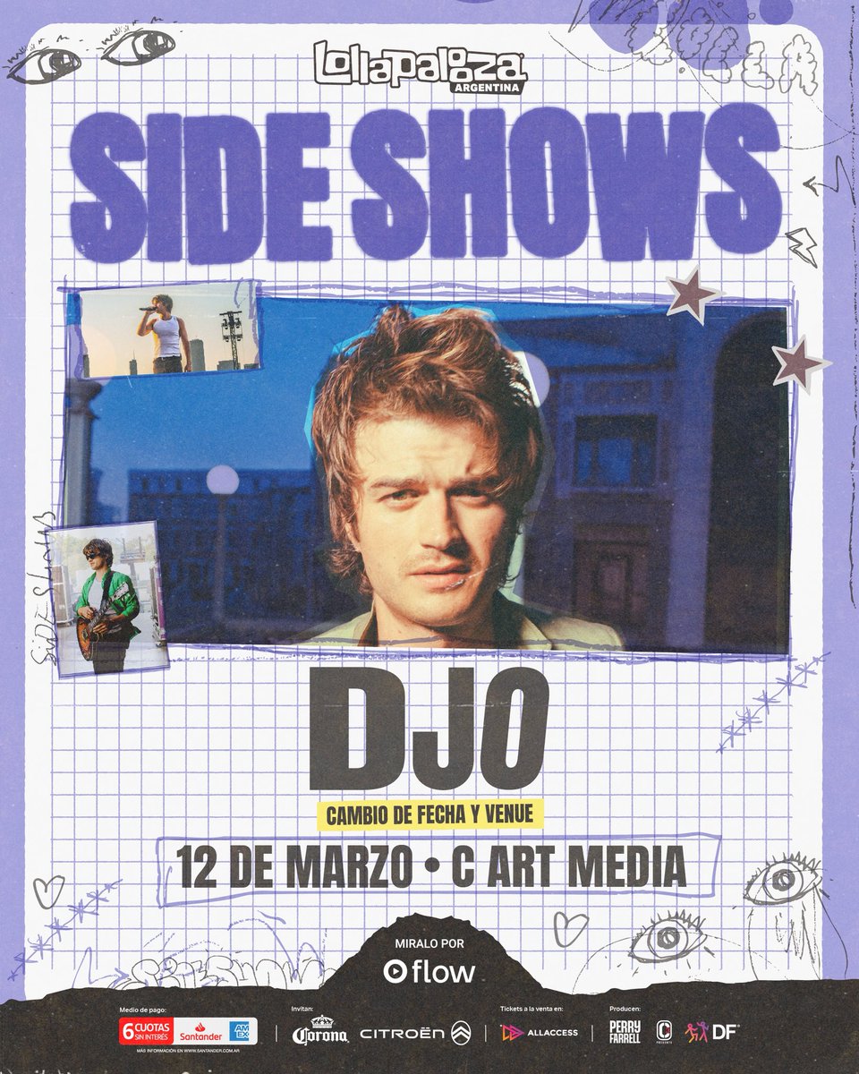 martin_eze0's tweet image. 💥 DJO: CAMBIO DE FECHA Y VENUE

🗓 12 de marzo
📍 C Art Media

🎟 Venta general: miércoles 4 de febrero a las 10hs.
💳 6 cuotas sin interés con Santander AMEX.

🔗 allaccess.com.ar