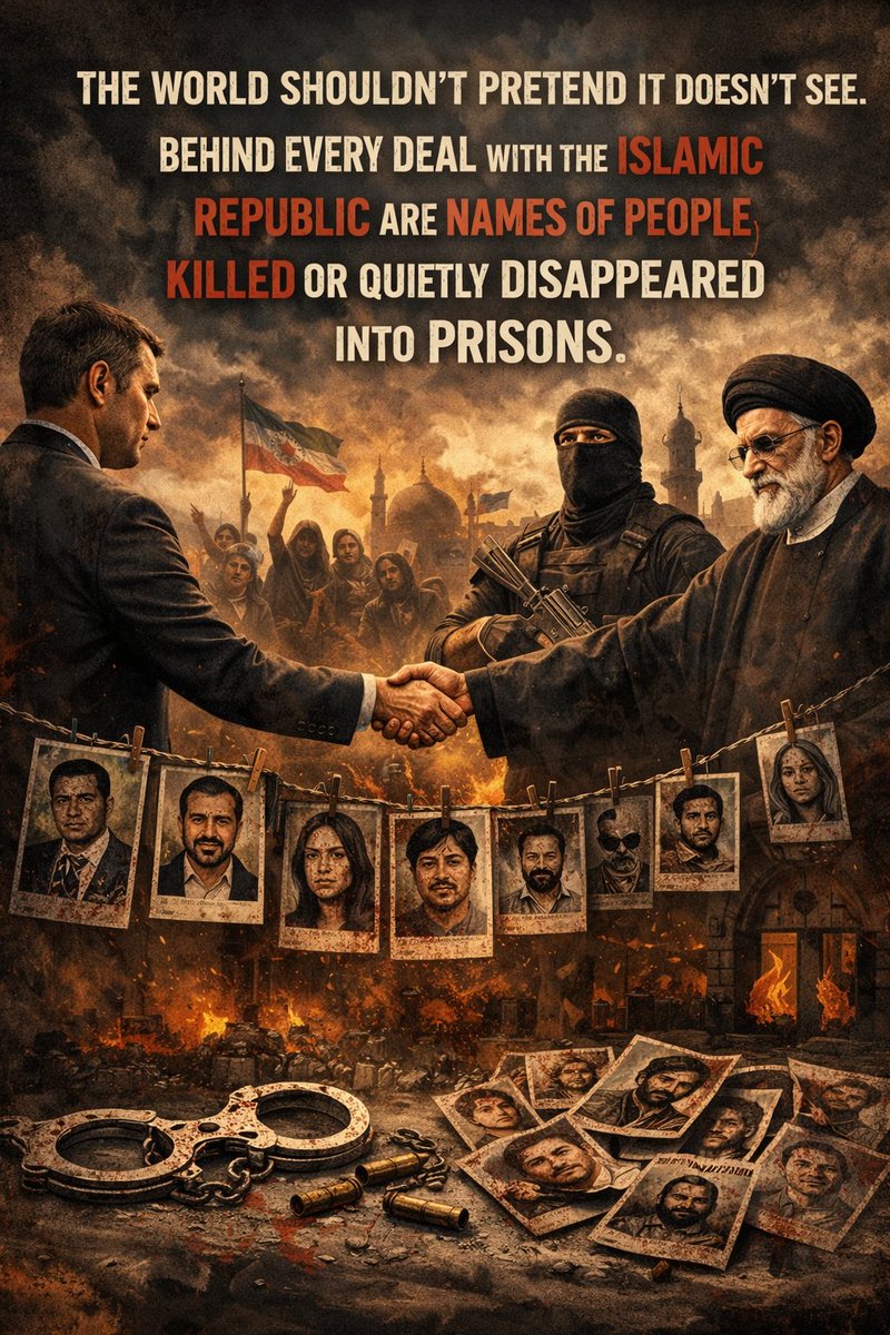 دنیا نباید وانمود کنه که نمی‌بینه. پشت هر توافق با جمهوری اسلامی، اسم آدم‌هایی هست که کشته شدن یا بی‌صدا تو زندان‌ها ناپدید شدن.
The world shouldn’t pretend it doesn’t see. Behind every deal with the Islamic Republic are names of people killed or quietly disappeared into prisons.