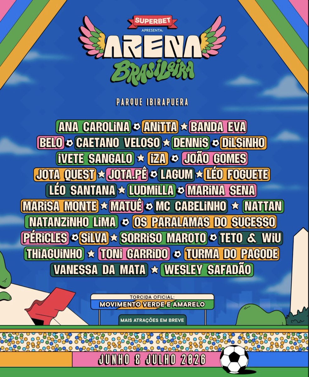 AMAMOS! Anitta está confirmada no line-up do Arena Brasileira no dia 19 de Junho, que acontecerá no Parque Ibirapuera, em São Paulo.