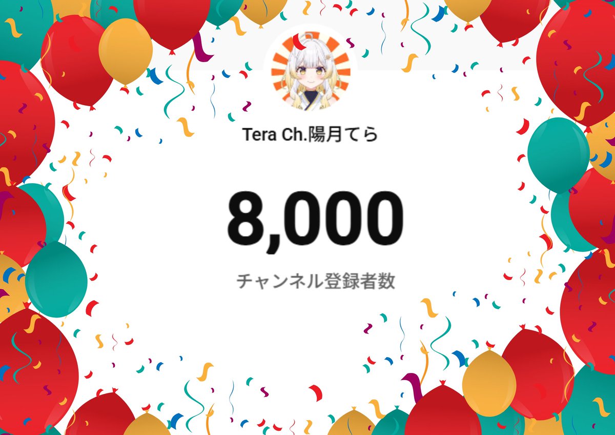 チャンネル登録者8000人様

いつも見守ってくれてる一人ひとりのおかげです。
本当にありがとうございます。
ここまで連れてきてくれて感謝です。

1万人という大きな背中が見えてきました。
これからもてらなりに全力で走ります。
3Dの姿をみんなに見せるぞ！