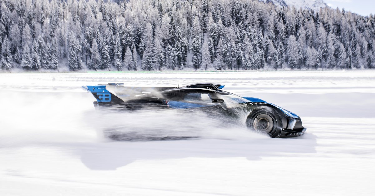 Bugatti's tweet photo. The BOLIDE unleashes 1,600 hp on The I.C.E. St Moritz. Power, control and pure BUGATTI spirit.

#BUGATTI #BOLIDE #TheICE
–
WLTP: https://t.co/mCEE0ghyaw https://t.co/BZVPmtknZQ