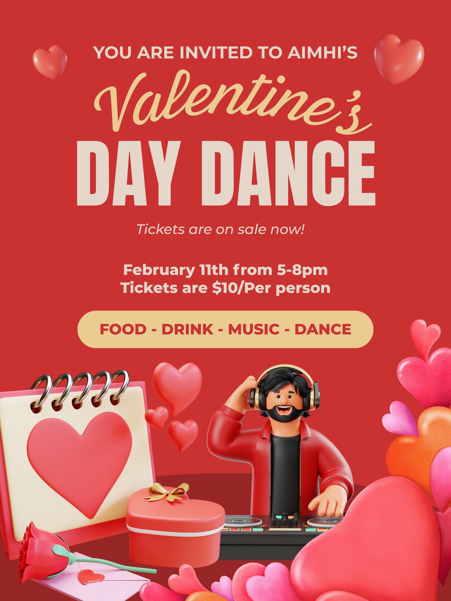 You have till this Friday February 7th to pick up your Valentine's day tickets. They are available 1pm -3pm in the Community Options office.#AiMHidancefun