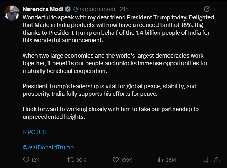 ParasAdvani1's tweet photo. @FoxNews What Trump Claims, What Modi Says. And We know at this point Trump is not a man of his words. https://t.co/pQ15acGO4E