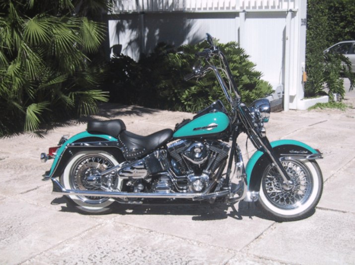 EpsteinupdatesX's tweet image. Harley-Davidson Heritage Softail Classic motorcycle found on #EpsteinFiles #BIKERS