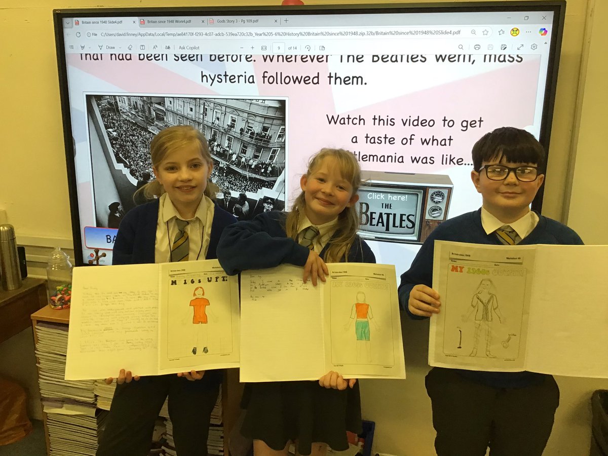 We time travelled into the 60’s this afternoon.

We imagined we’d been to see the Beatles in The Cavern and also designed an outfit that we might have worn to see them.

We also had a look at some artefacts brought in from the 50’s.

<a href="/StPPPrimary/">St Peter & St Paul Catholic Primary School</a>