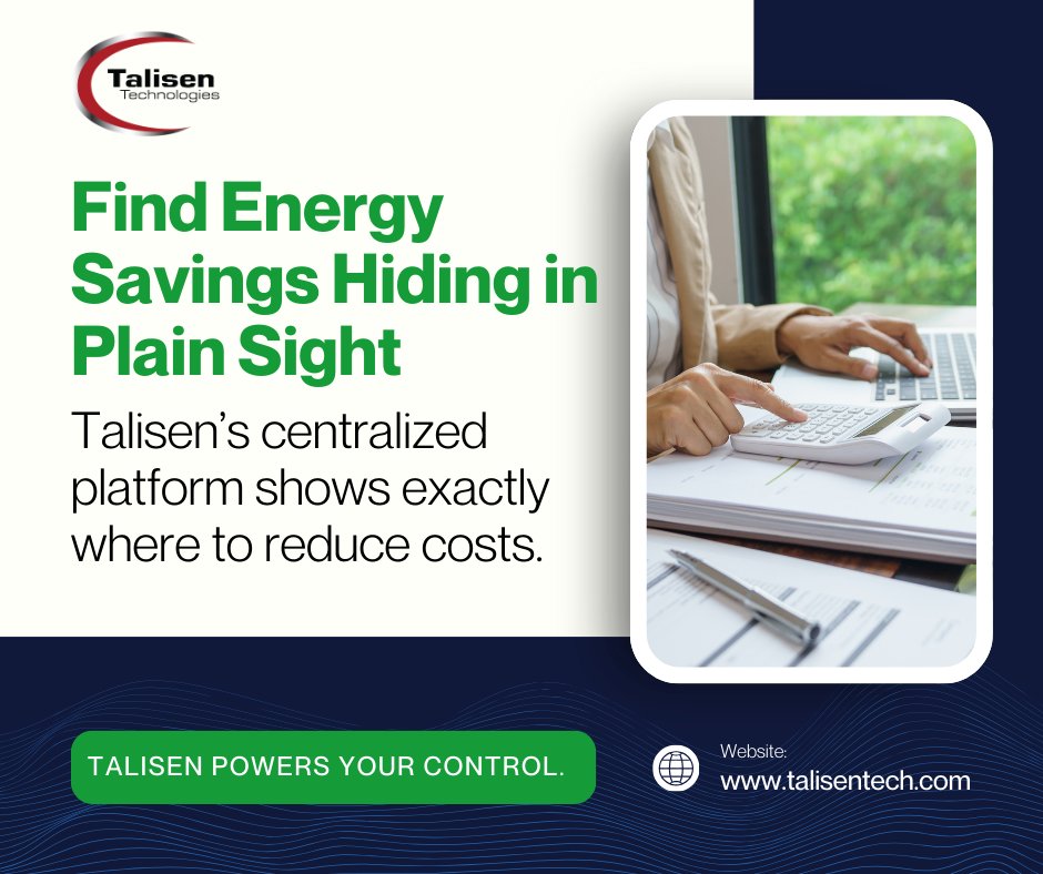TalisenTech's tweet photo. Want to cut energy costs without cutting corners? Talisen’s centralized energy platform identifies exactly where to save. It’s that simple. #FacilitiesSavings https://t.co/zHm8yk9xKb https://t.co/dzSXMY5IwM