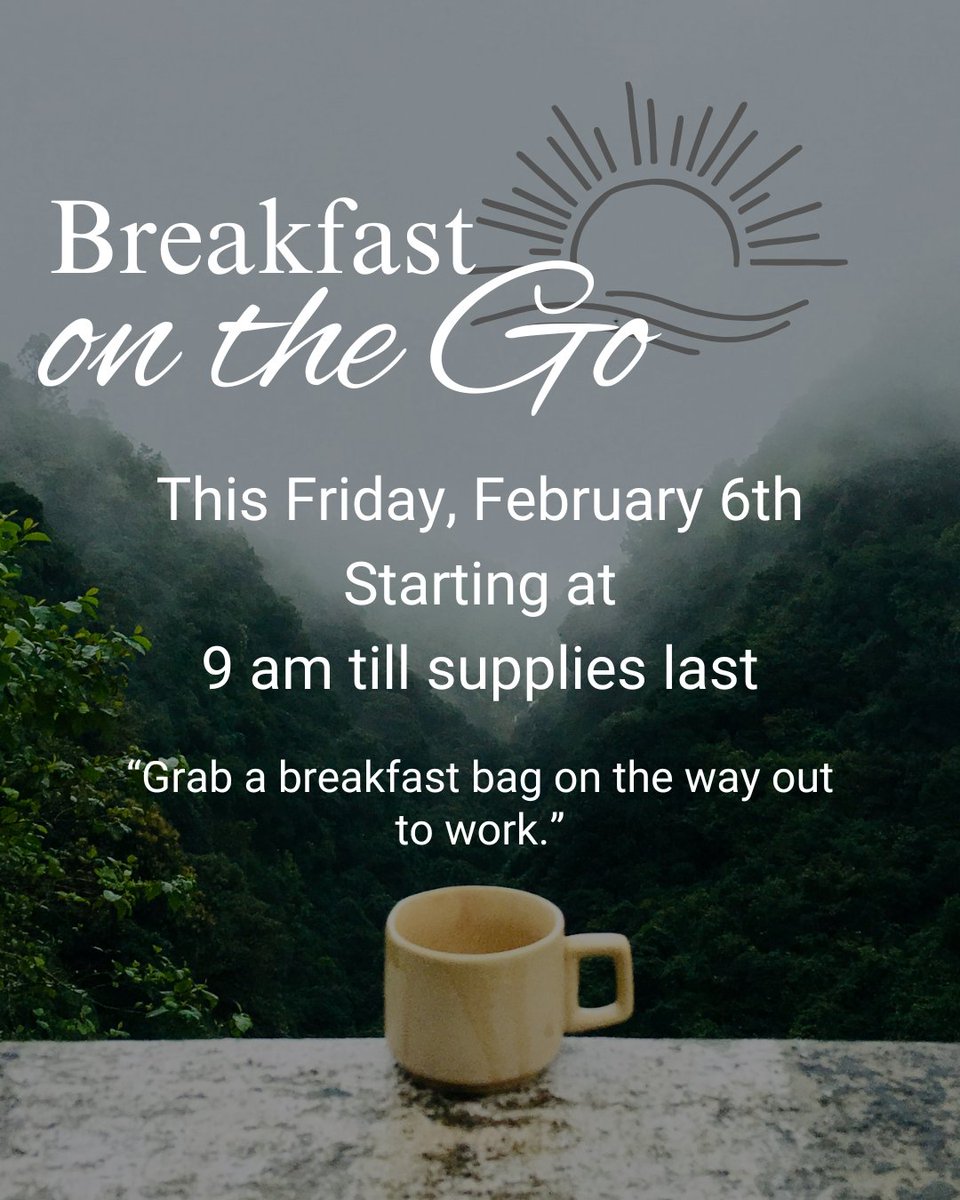 PreserveMobbly's tweet image. Start your Friday right! Grab a breakfast bag on Feb 6 at 9 am while supplies last. Quick, tasty, energizing, see you there? #MorningFuel #WillowBridge #BreakfastBoost