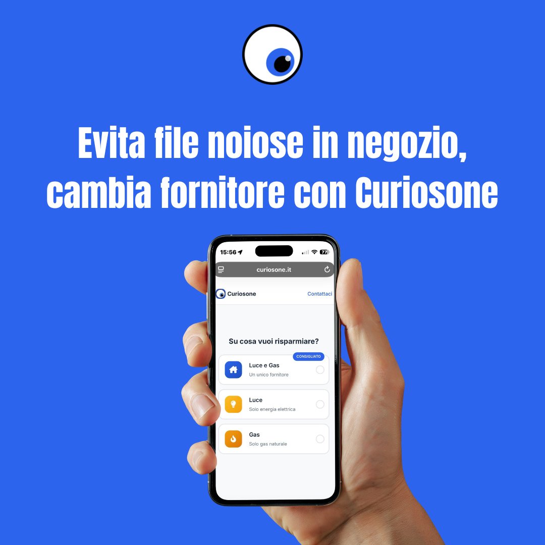 Curiosone_'s tweet photo. Non perdere tempo in un classica agenzia di fornitura luce e gas.

Entra direttamente dentro https://t.co/ad5j7vvmTV ed accedi alle migliori offerte online.

Cambia fornitore in 1 clic, risparmiando sulla bolletta. https://t.co/DHRiNHoUhX