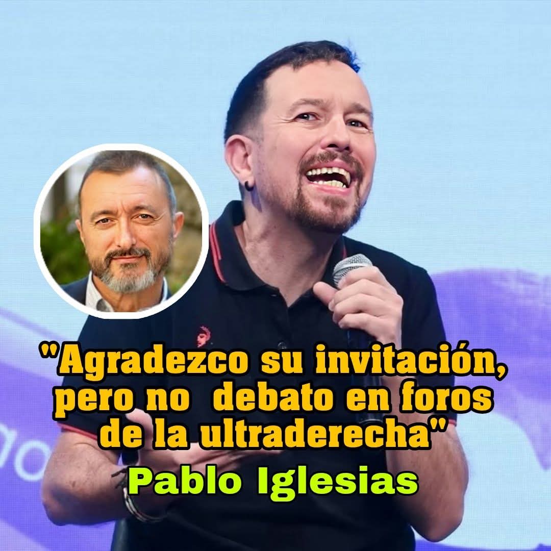 #PabloIglesias rechaza debatir con <a href="/perezreverte/">Arturo Pérez-Reverte</a>.
Ha rechazado públicamente una invitación alegando que no suele debatir “en foros organizados por propagandistas de la ultraderecha que insultan y provocan”. 
#Debate #RTVE #Opinión #ActualidadPolítica 
Se hizó popó el siniestro...
