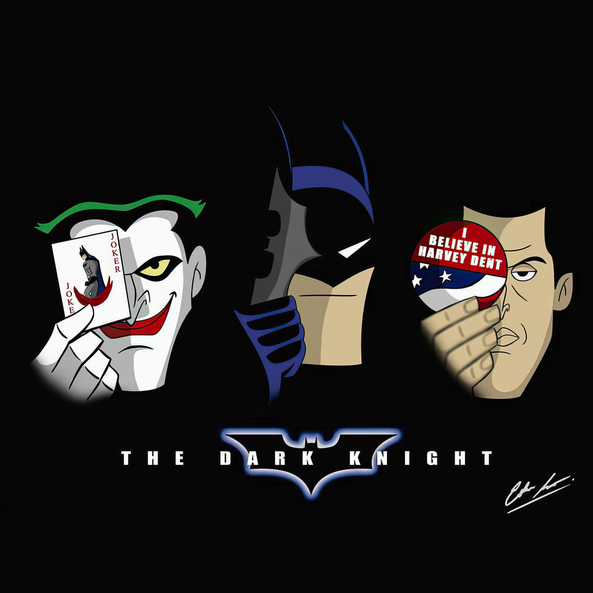 BatmanNotes's tweet photo. The Dark Knight Poster done with a Batman: The Animated Series look by E-BOLO https://t.co/Xj2ZDdSZYX
