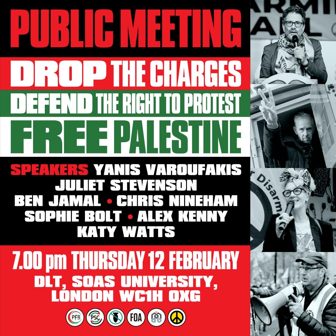 Myself and Ben Jamal are in court in three weeks time. 

Meanwhile the attacks on the Palestine movement continue thick and fast. 

The Palestine movement is putting on this meeting next Thursday 12 Feb at SOAS to discuss the issues and how to push back. 

Do come along