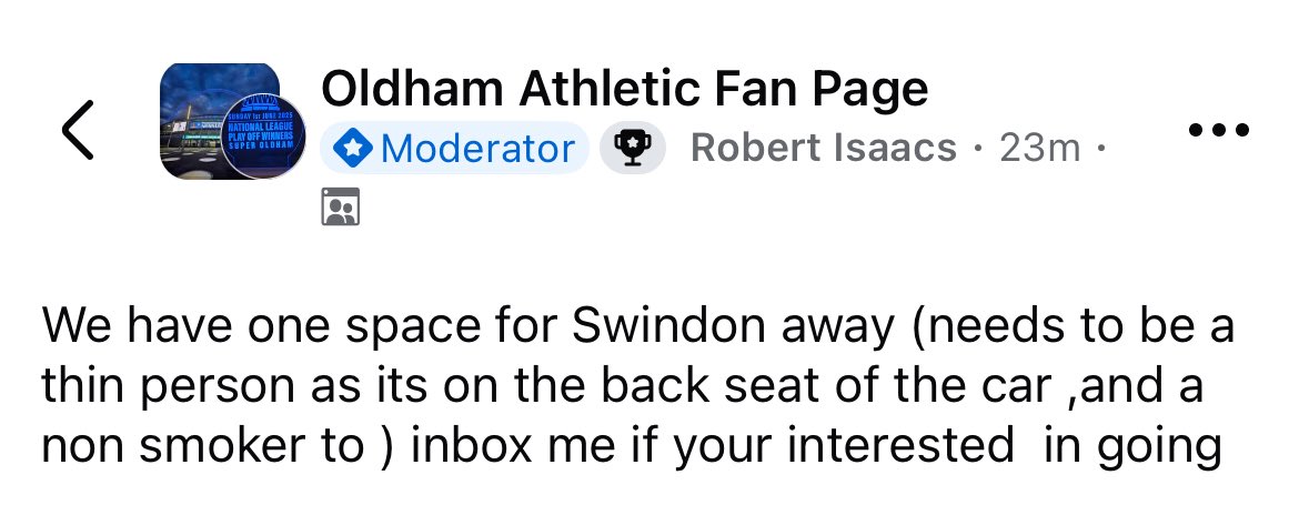 “Anyone need a lift? No fat cunts though”