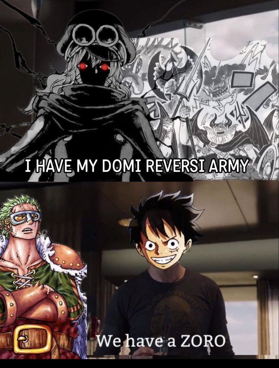 #ONEPIECE1173 
This meme turned out to be true 😭

- Zoro defeats the DR giant army
- He faces Dorry/Brogy, causing them to hit each other (shocking everyone)