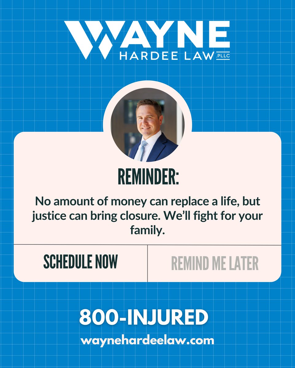 HardeeWayne's tweet photo. Some losses change everything — but justice can bring closure. 💙
We’ll fight for your family with compassion, commitment, and care.
You’re not alone.

📞 800-INJURED

#WayneHardeeLaw #SeekJustice #NCInjuryAttorney #CompassionateAdvocates #WeFightForYou https://t.co/qlmluN2aQG