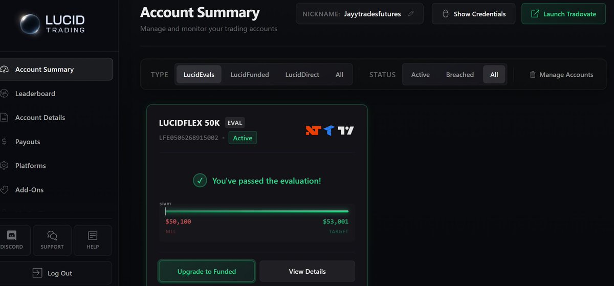 Passed a 50k <a href="/TradingLucid/">Lucid Trading</a> Flex account. Loving the rules on it Great way to start of 2026!! Let's see how the payouts process goes once I'm able to do so.