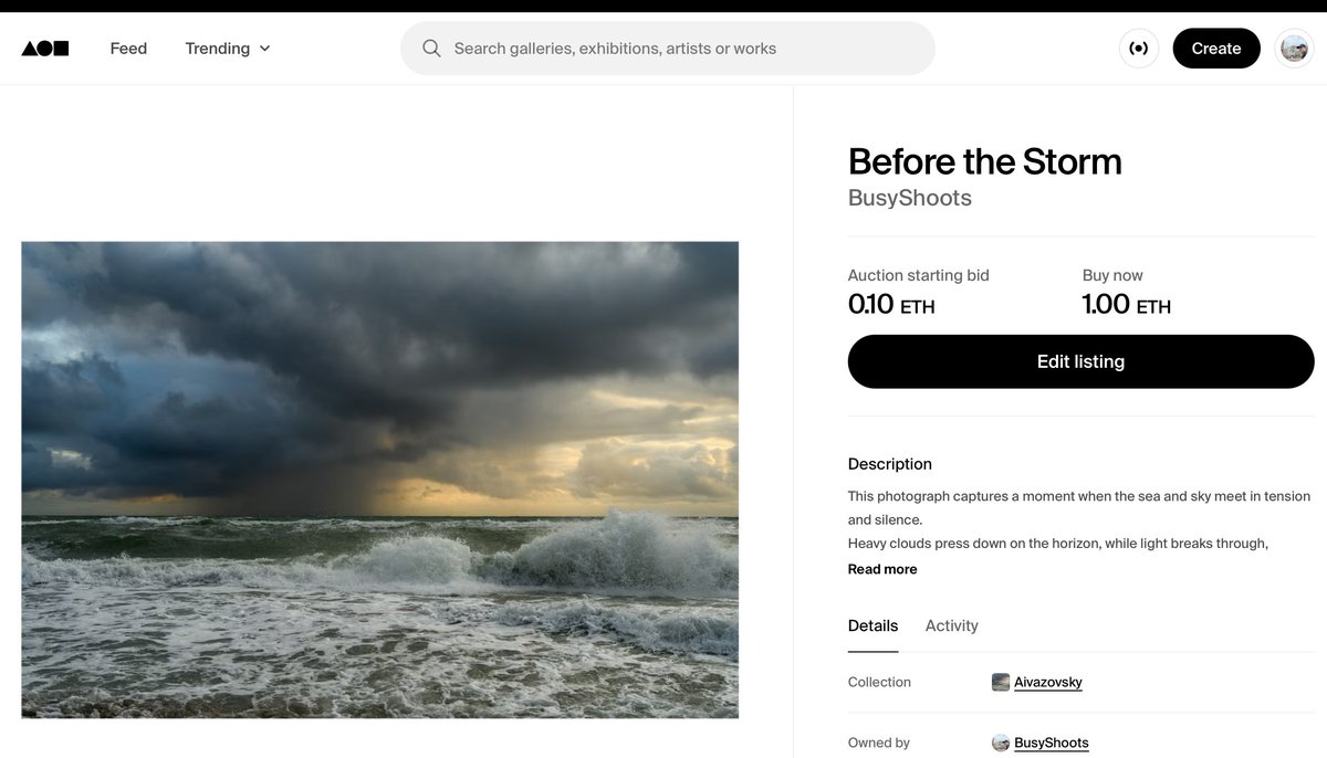 Before the Storm
1/1 photography

A moment where sea and sky hold their breath.

#NFT #NFTart #Photography #FineArt #1of1 #Foundation

foundation.app/mint/eth/0x59D…