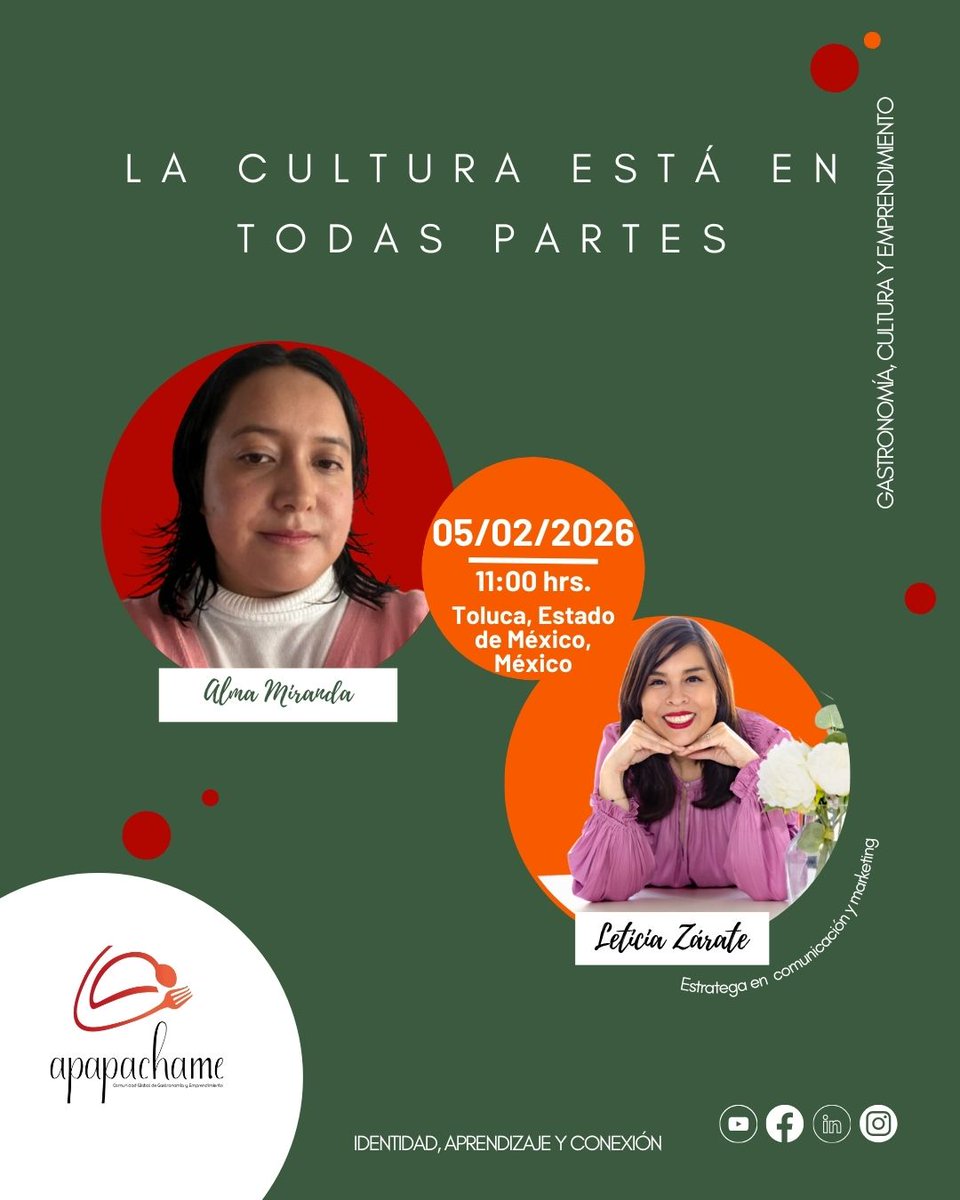 A veces pensamos que la cultura es algo que se queda en los libros o en los museos, pero la verdad es implícita en nuestra vida: desde cómo negocias, cómo te comunicas, qué comes y cómo te conectas con los demás.

Te invito al próximo LIVE. 

¡Agenda ya! #juntossomosmás