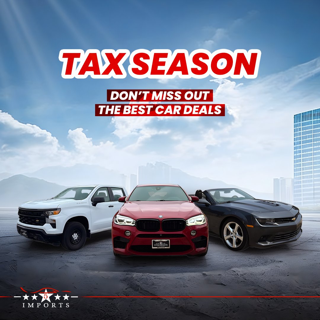 Tax Season is almost here 📷
That means more value, smarter deals, and exclusive offers at 5 Star Imports.
Get ready to make a move that makes sense.
📷 Noblesville &amp; Westfield, Indiana
📷 Call/Text: (317) 742-6969
📷 Explore more: 5starimports.com (T&amp;Cs apply)
