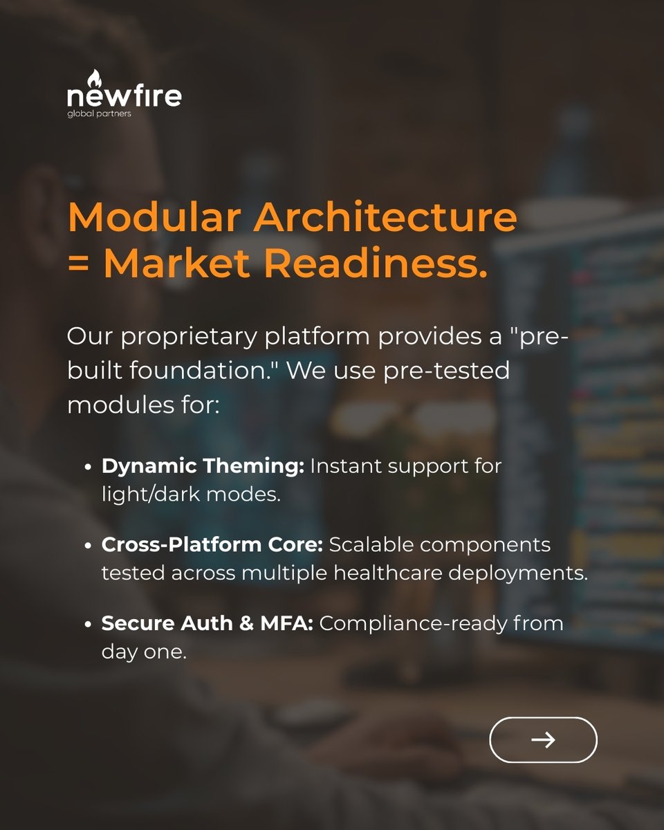 newfireglobal's tweet photo. Most #healthapps stall because teams rebuild foundational "plumbing" from scratch. We bypass the basics using our proprietary Modular #MobilePlatform, focusing immediately on your unique clinical logic. 

Read our #Mobile Practice Spotlight: https://t.co/yQqX5poTog https://t.co/BfSztynS9q