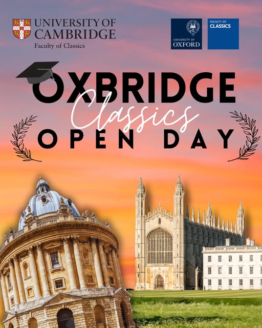 oxfordclassics's tweet photo. The 2026 Oxbridge Classics Open Day is a chance to find out more about applying to study Classics at Oxford and Cambridge! 🏛️

Course presentations, taster lectures, and opportunities to ask questions to current students and academics. 

Options to attend in person and online are available. 🏺

This open day is aimed at students aged 16+ (UK and abroad) interested in pursuing a Classics degree. It offers the chance to find out more about Classical subjects in general, but also the specific degree programmes offered by Oxford and Cambridge.

Booking available here - https://t.co/3Ke7I7K5L6